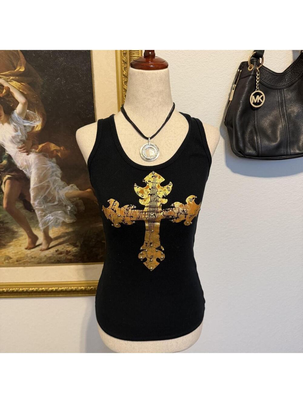 Y2K Grungy Studded Cross Body Central Tank